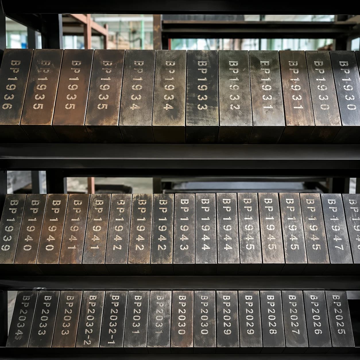 Zinc alloy mold storage rack detail for custom tooling reference